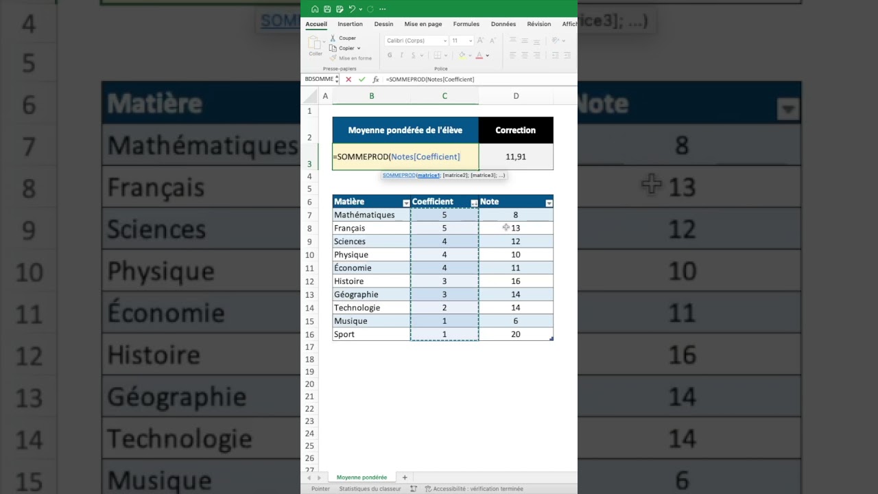 Calcul moyenne : méthodes simple et pondérée, exemples et outil